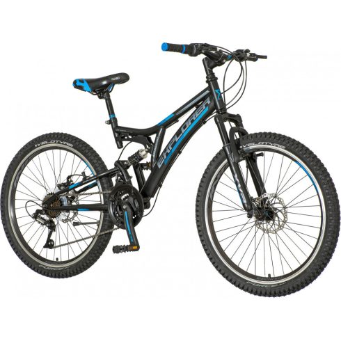 Explorer Thunder 24" fiú gyerek kerékpár - Összteleszkópos tárcsafékes MTB bicikli - Fekete